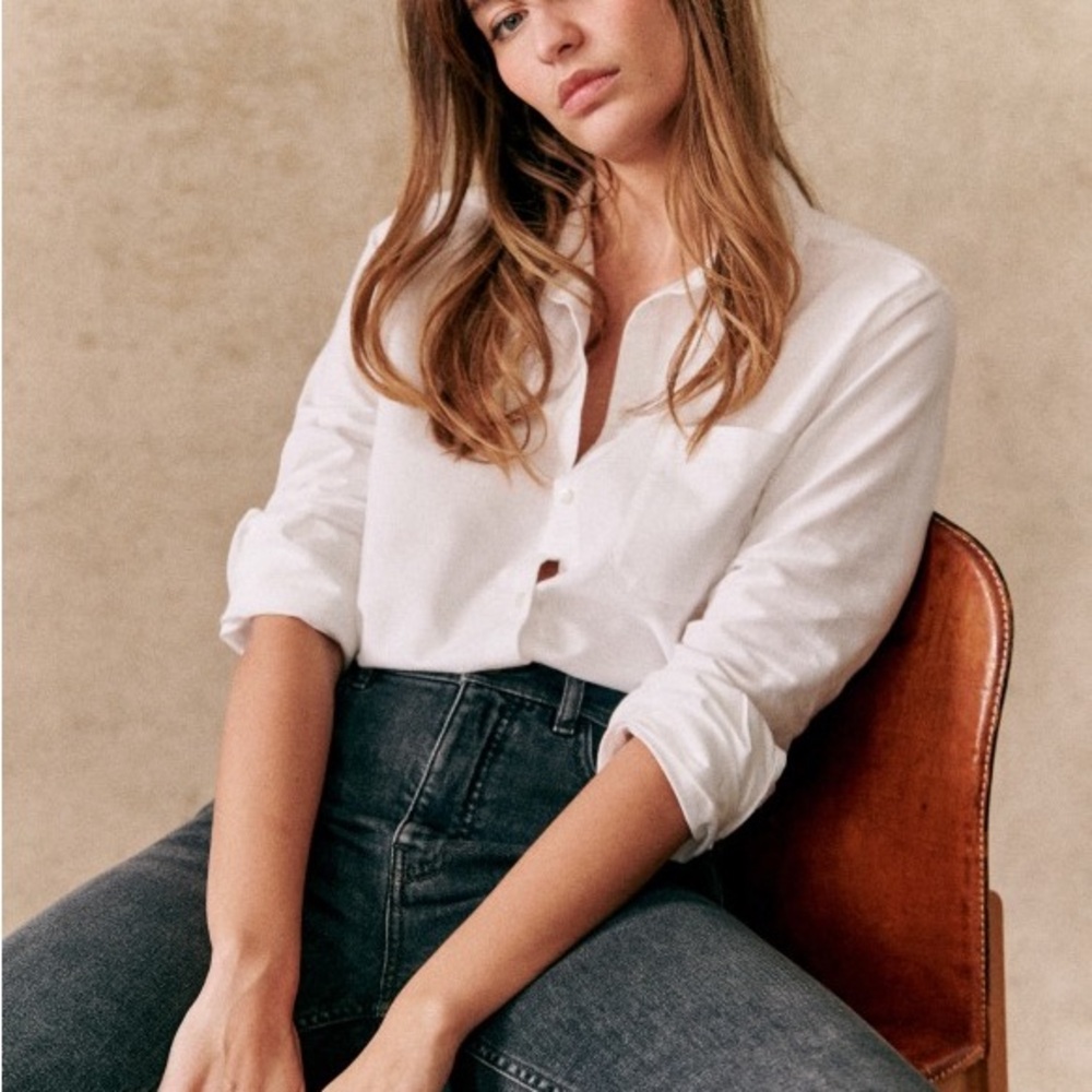 Sezane White Button Down Shirt